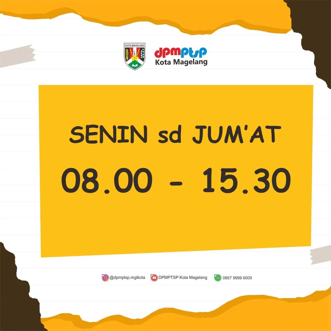 JADWAL PELAYANAN DPMPTSP KOTA MAGELANG